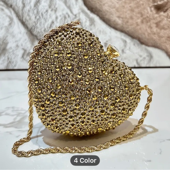 Gold Heart-Shaped Evening Bag - Picture 2 of 3
